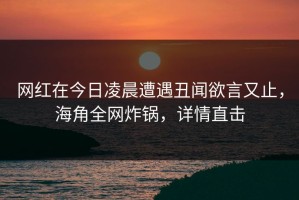 网红在今日凌晨遭遇丑闻欲言又止，海角全网炸锅，详情直击