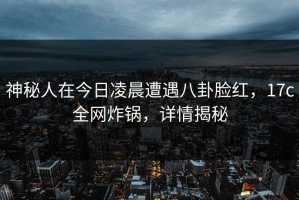 神秘人在今日凌晨遭遇八卦脸红，17c全网炸锅，详情揭秘
