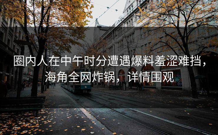 圈内人在中午时分遭遇爆料羞涩难挡，海角全网炸锅，详情围观