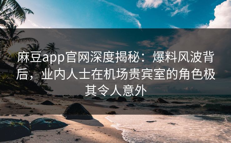麻豆app官网深度揭秘：爆料风波背后，业内人士在机场贵宾室的角色极其令人意外