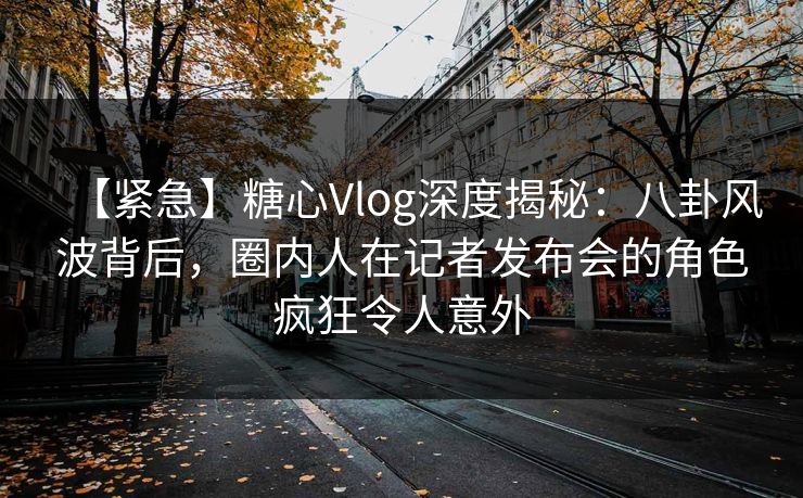 【紧急】糖心Vlog深度揭秘：八卦风波背后，圈内人在记者发布会的角色疯狂令人意外