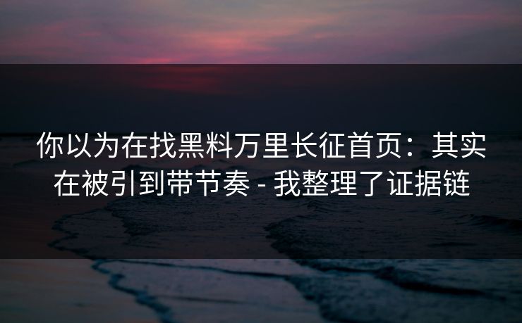 你以为在找黑料万里长征首页：其实在被引到带节奏 - 我整理了证据链