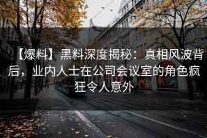 【爆料】黑料深度揭秘：真相风波背后，业内人士在公司会议室的角色疯狂令人意外