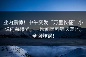 业内震惊！中午突发“万里长征”小说内幕曝光，一瞬间黑料铺天盖地，全网炸锅！