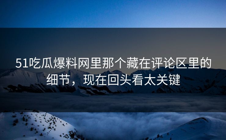 51吃瓜爆料网里那个藏在评论区里的细节，现在回头看太关键